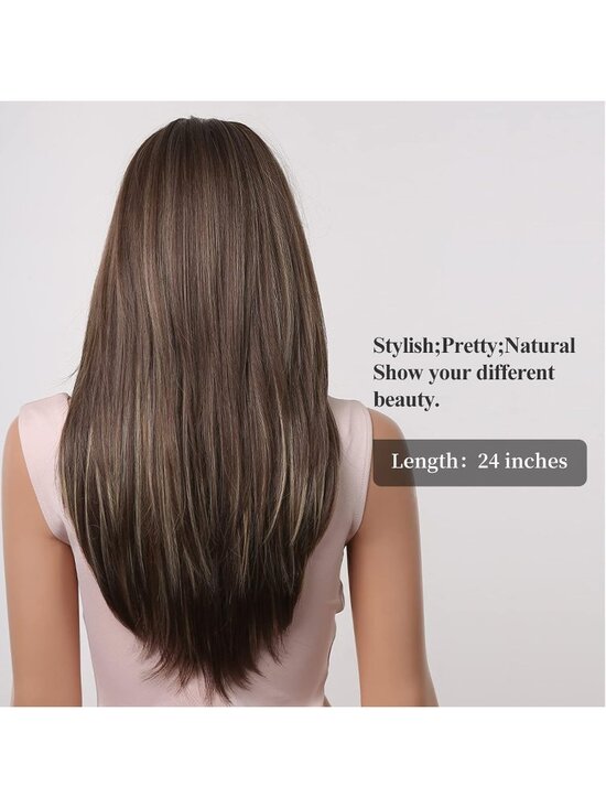 Women light brown Heat Resistant Long Curly Shoulder Length Synthetic Wigs main image 5